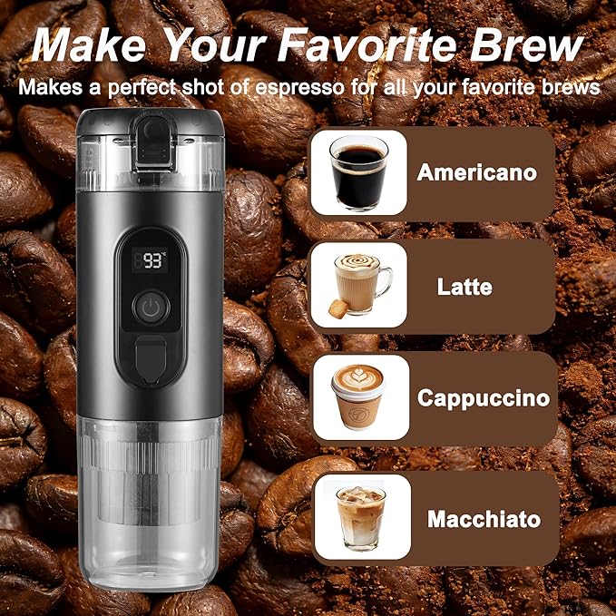 Cafetera Portátil de Espresso 20 bar Compatible con Cápsulas y Molido para Viajes miniatura 5
