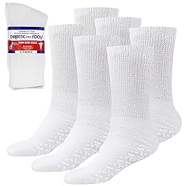 Debra Weitzner Non-Binding Loose Fit Sock - Non-Slip Diabetic Socks for Men and Women - Crew 3Pk White