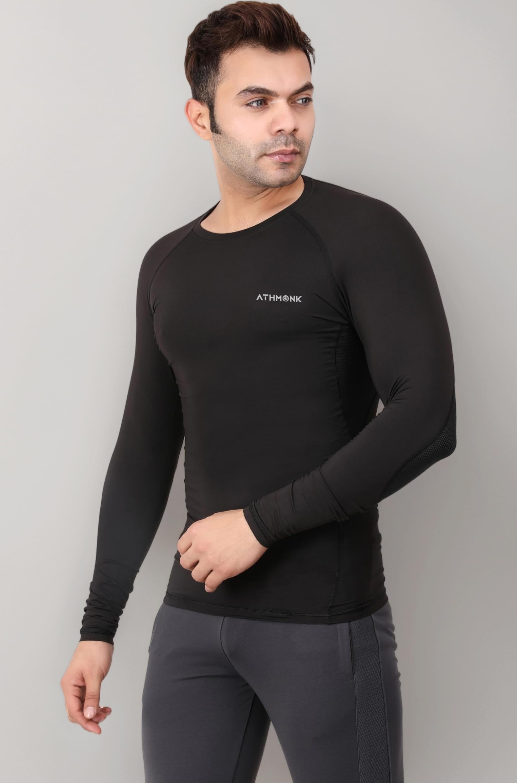 Compression T-Shirt Vest Upper Body Shaper for Men Boys Branded - 4-Way Stretch Lycra Fabric - Workout Gym Cricket Running Football Sports Training - Keep Dry Tight Skin Fit - Round Neck