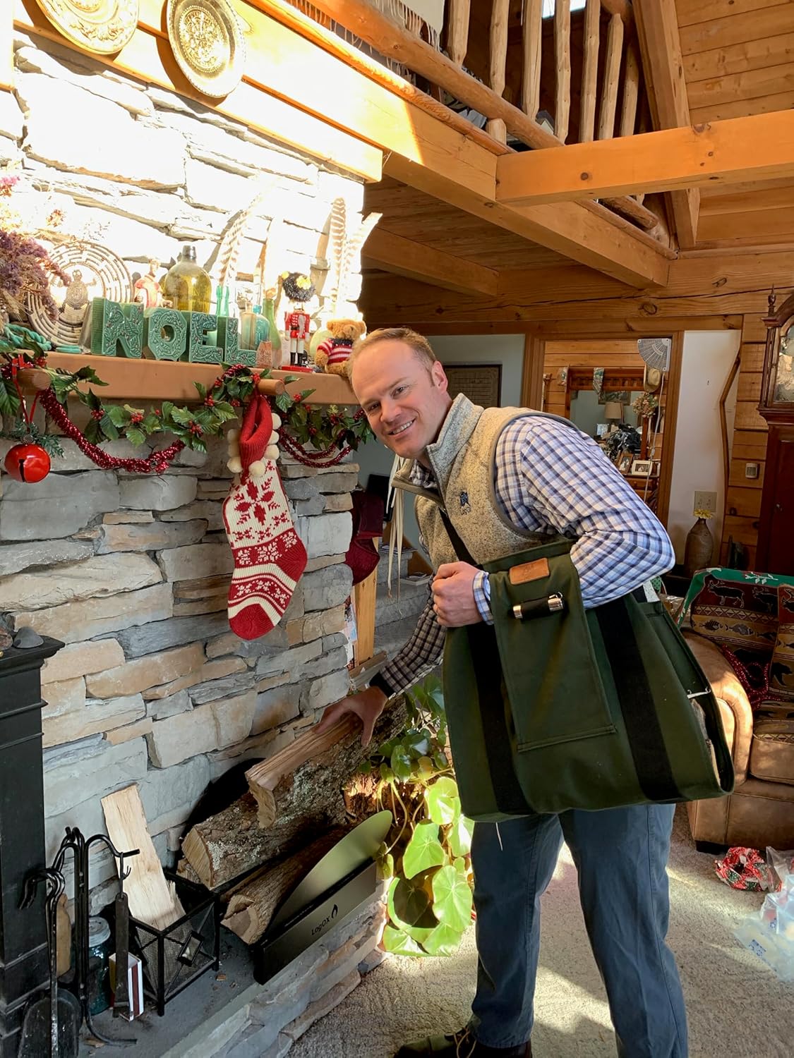 LogOX WoodOX Sling - The Most Ergonomic Firewood, Kindling, and Log Carrier. Helps Correct Posture and Balance | Camping Essential for Firewood Harvesting, Designed in Vermont (Patented, USA Made)