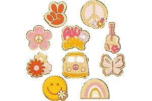 10pcs Retro Chenille Iron on Patches - DIY Accessory for Backpack Clothes