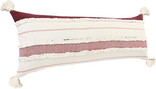 Miniatura 4 de Trade AM Ox Bay - Funda de almohada de algodón orgánico con rayas blancas y rojas cosidas a mano, 14 x 36 pulgadas