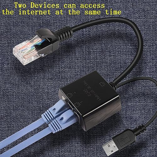 Miniatura 4 de QIANRENON Adaptador divisor de red compartida 1 en 2 (dos puertos para acceso simultáneo a Internet) RJ45 1 macho a 2 hembras 100M Ethernet