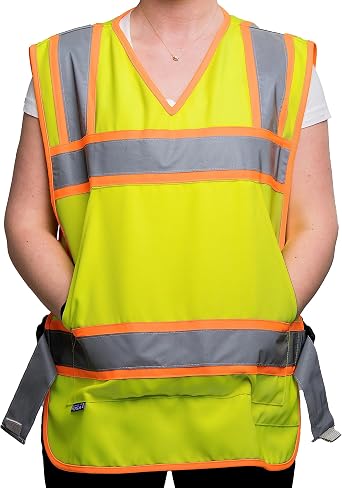 ML Kishigo Hi-Vis Vest ANSI Class 2 large front pocket for C3 Device, radio pocket, adjustable side straps ultra durable M-XL