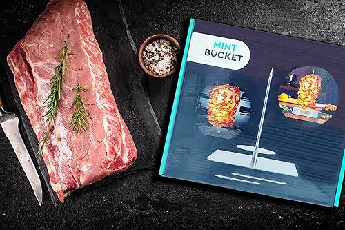 Miniatura 4 de Juego de brochetas verticales de acero inoxidable con cepillo para untar – Brochetas de parrilla para Al Pastor, Shawarma, Kebab, carne de