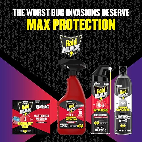 Miniatura 7 de Raid Spray matador de hormigas y cucarachas de máxima protección perimetral, evita insectos matando hasta 18 meses, uso en interiores y exteriores,