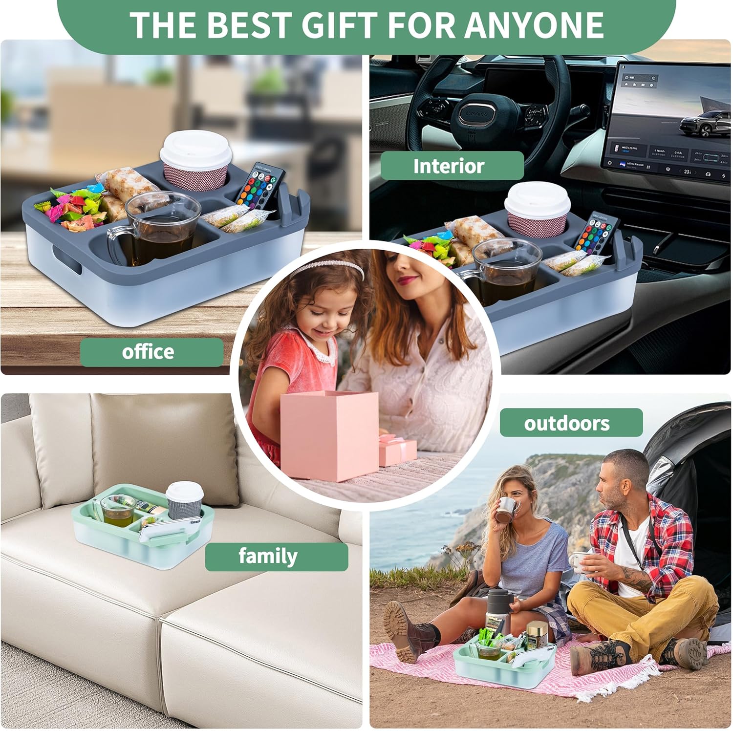 Couch Cup Holder Tray, Is The Ultimate Use Of Space Couch Cup Holder, Placed on The Sofa Armrest Can Bring You a Different Enjoyment of Life, (green)