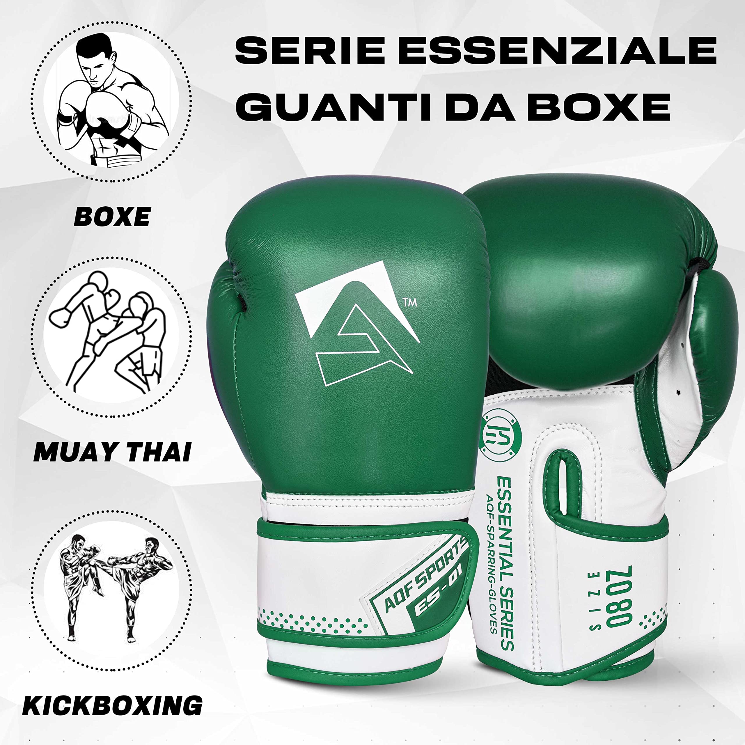 AQF Guantoni da Boxe, Guanti Muay Thai per MMA Pugilato Uomo Donna 8-16 Oz