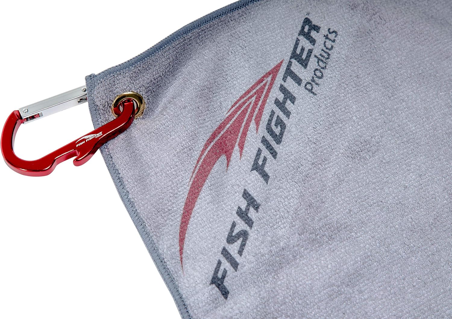 Fishing Towel - Microfiber Bait Towel - 16" x 16" Grey with Carabiner & Bottle Opener