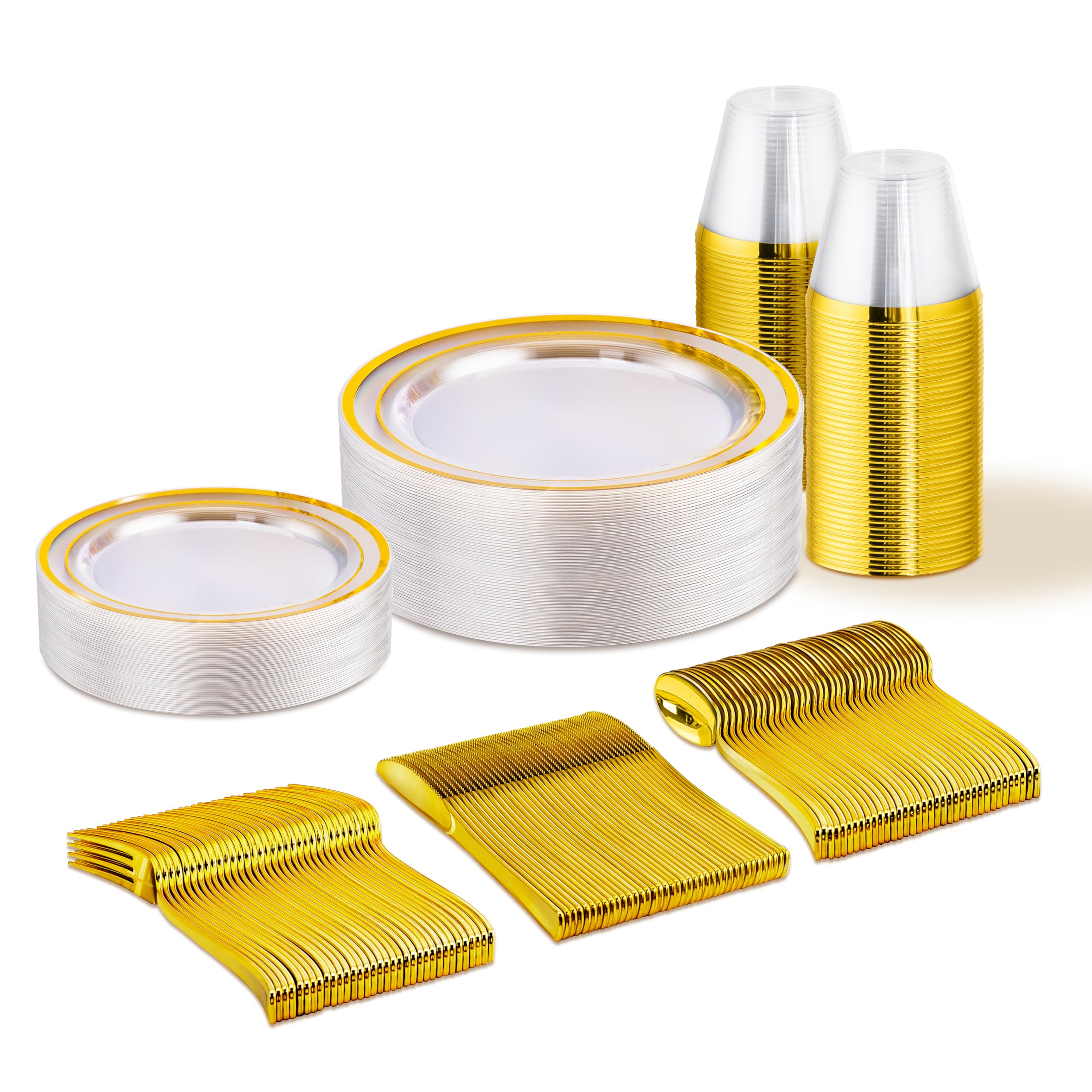 WELLIFE Silver Disposable Dinnerware Set - 600 Piece -8