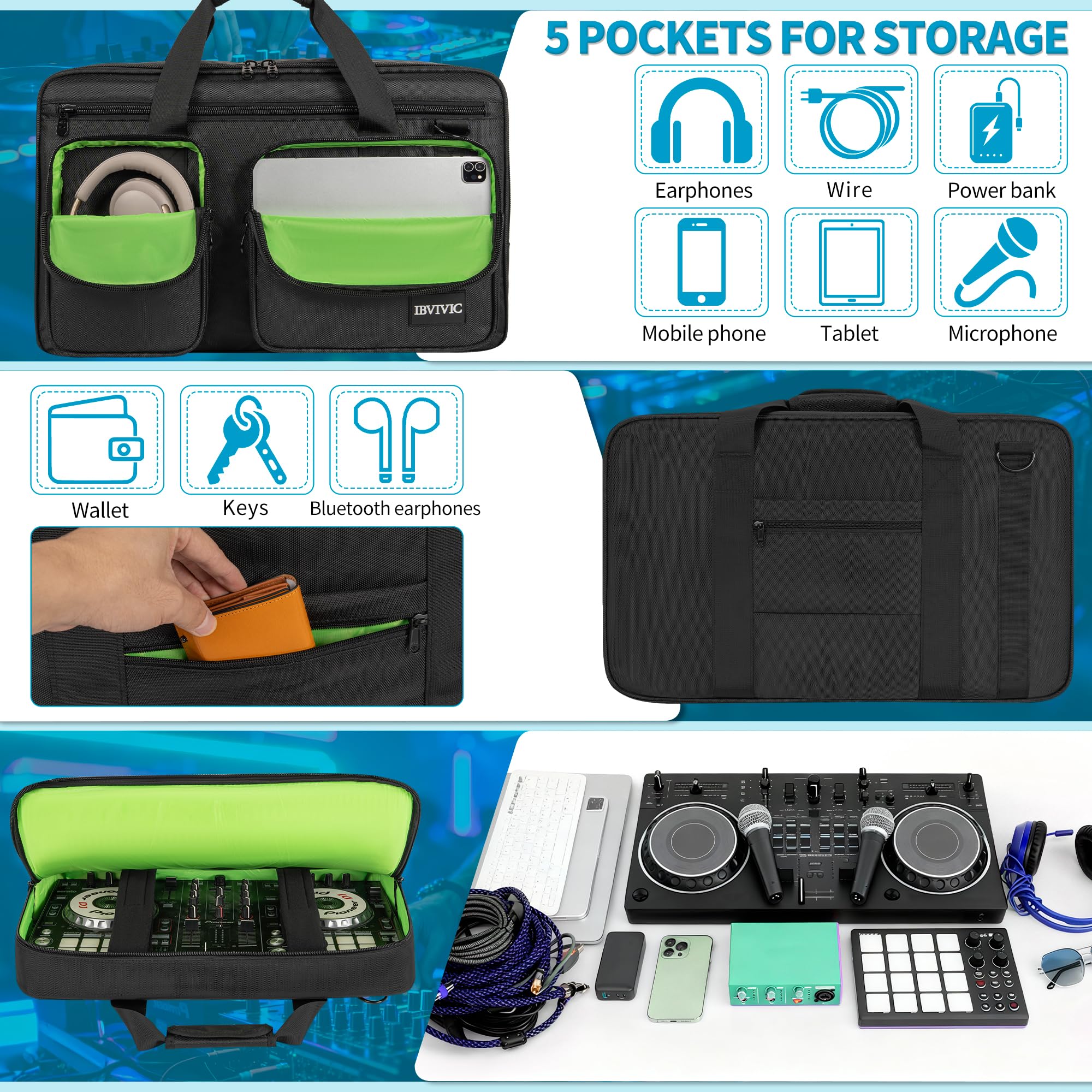 IBVIVIC - Funda Acolchada para Controlador de DJ DDJ-FLX4, DDJ SB3 SB 400 RB