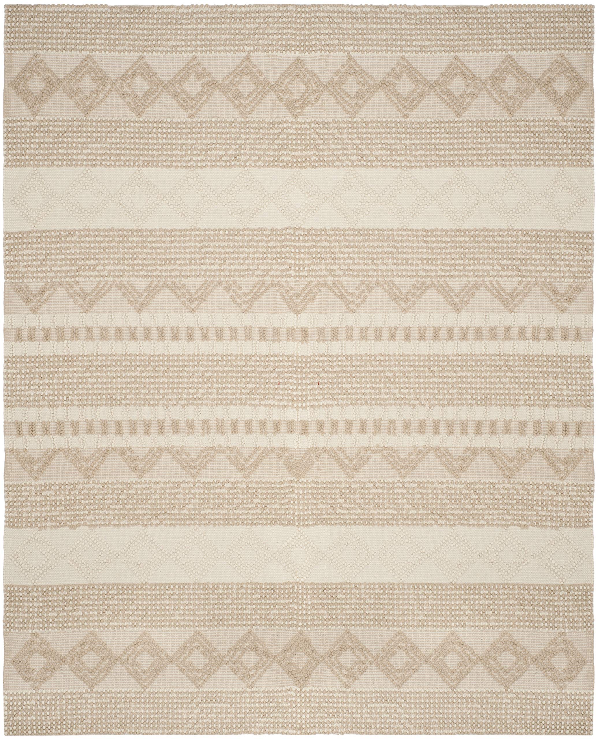 SAFAVIEH Natura Collection Area Rug - 9' x 12', Beige & Ivory, Handmade Moroccan Boho Tribal Wool & Cotton, Ideal for High Traffic Areas in Living Room, Bedroom (NAT102B)