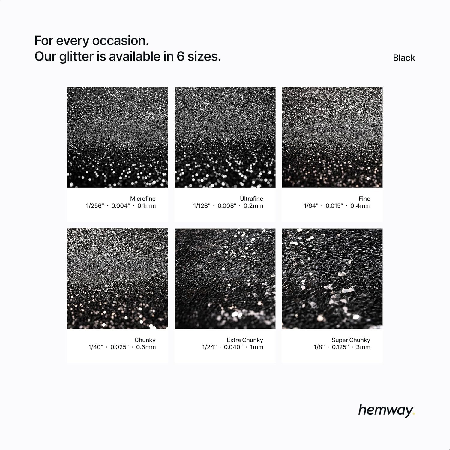 Hemway Resin Glitter Black 500g | Polyurethane & Epoxy Glitter for Resin Crafts, Tumblers, Coasters, Floor & Table Art