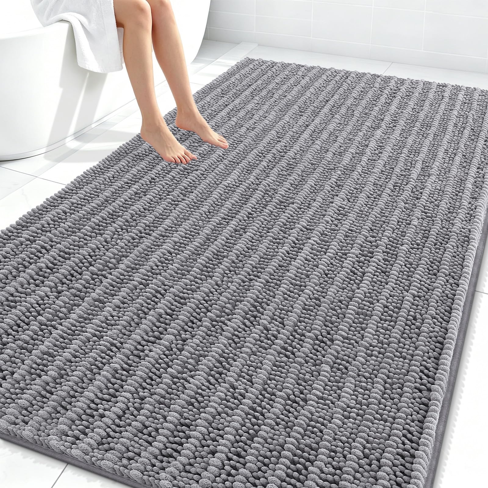 Smiry Bathroom Rugs 108X72, Extra Soft Rubber Backing Chenille Bath Mats