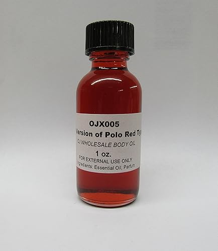 Aceite corporal de fragancia prémium (OJX005, nuestra versión de Polo Red Type, 1 oz.)