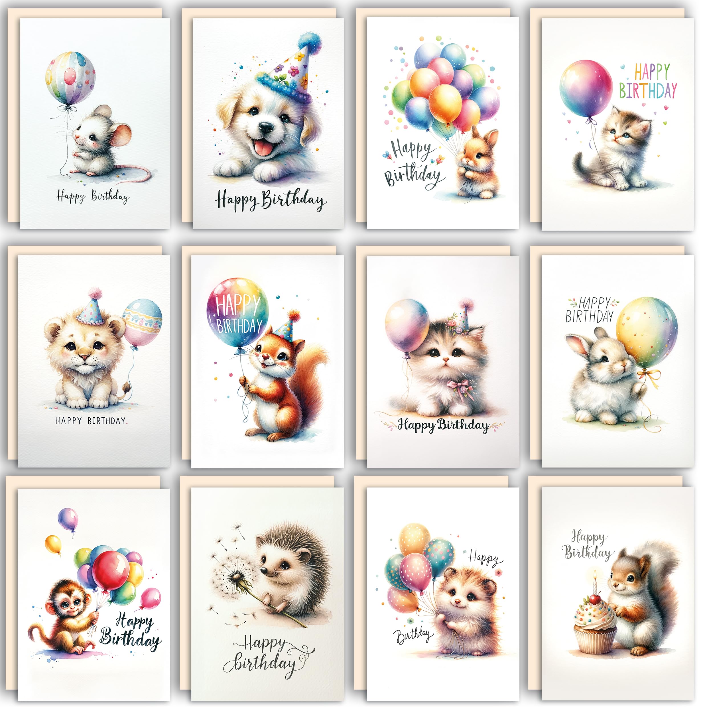 Geburtstagskarte Kind Feifeiya 72 Tier Geburtstagskarten - Lustige Punny  Karten Mit Umschlägen Feifeiya Geburtstagskarten Set, image size:2480x2480