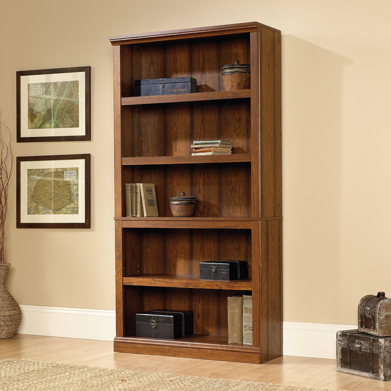 Sauder Select Collection 5-Shelf Bookcase, Washington Cherry finish : Home & Kitchen