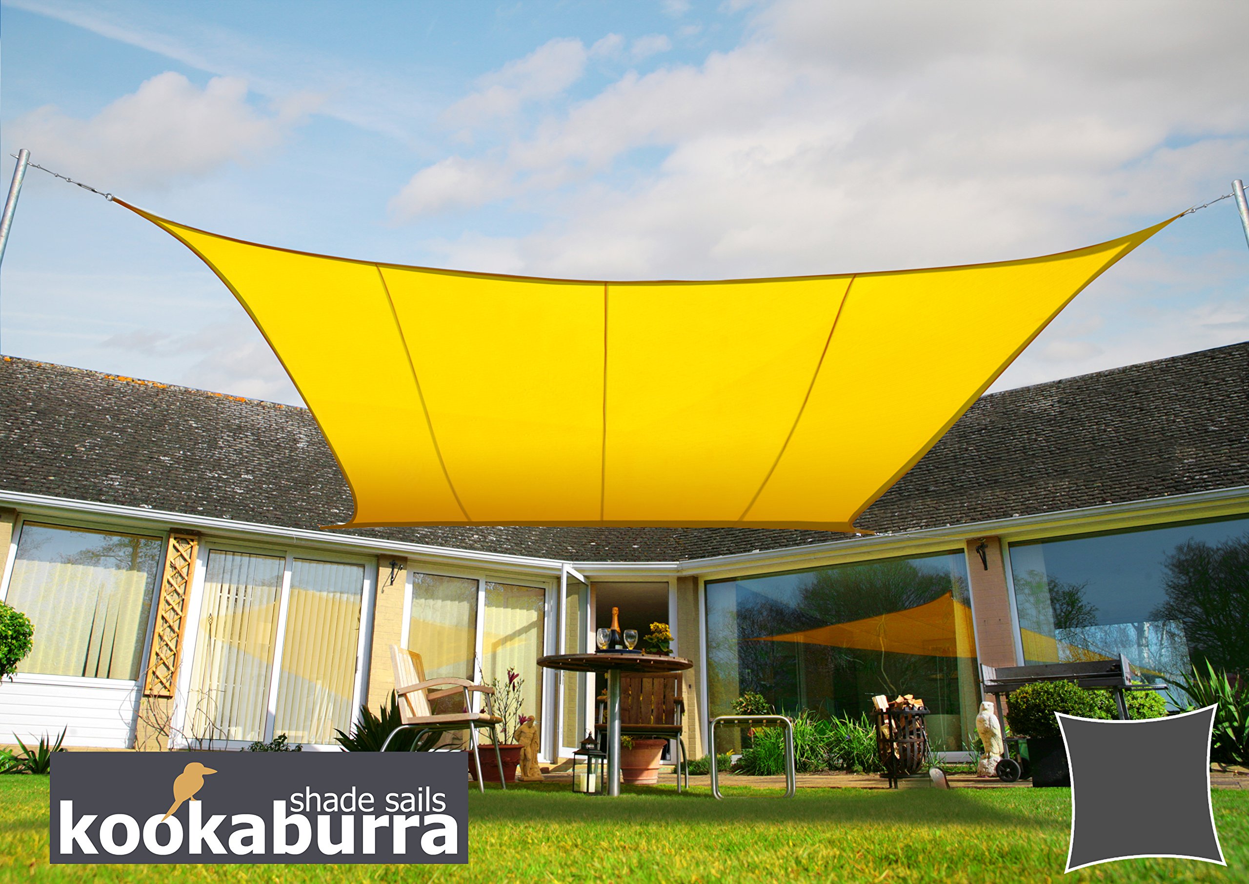 Kookaburra Wasserfest Sonnensegel 3,0m Quadrat Gelb