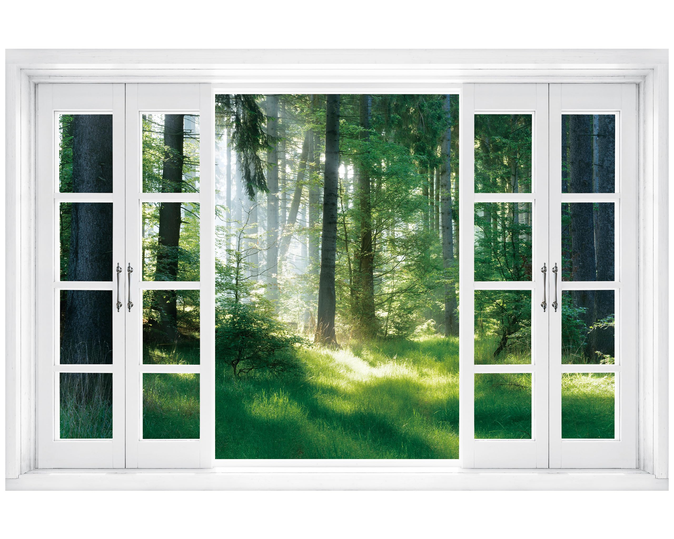 Autocollant mural fenêtre forêt pour illuminer une pièce sombre