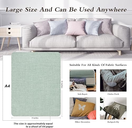 Vista 195 de Parches de reparación de lino grueso, parches de tela de lino autoadhesivos, 8 x 11 pulgadas, 2 unidades, multicolor, se pueden utilizar