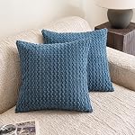 Throw Pillow Covers 18x18 Inch Set of 2 Decorative Velvet Square Spring Farmhouse Pillow Covers for Sofa Couch Cushion Bedroom Home Decor Cream White