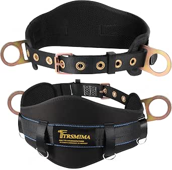 Climbing Harness TRSMIMA Safety Harness Fall Protection - Men Construction Full Body Ha Kit For Work With Shock Absorbing Lanyard Tongue Buckle Osha Ansi Arborist Harness
