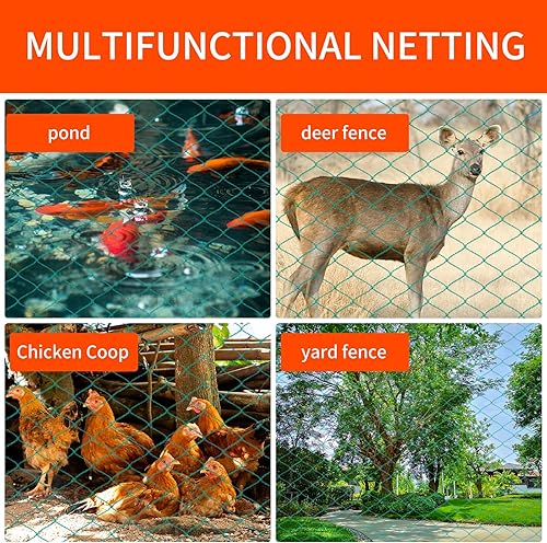 Miniatura 6 de Red para pájaros de 50 x 50 pies con malla cuadrada de 1 pulgada para pájaros, red de jardín para gallinero, aviario, valla de ciervos, red de pollo