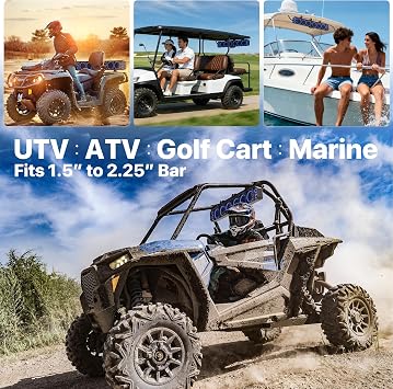 GoHawk UTV Sound Bar | Waterproof 10-Speaker ATV Soundbar | Bluetooth & Multicolor Lights | 35-Inch SxS Speakers | Radio Amplified Soundbar for Polaris RZR, Can-Am Golf Cart, Marine w/FM Radio