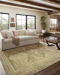 Loloi Magnolia Home Sinclair Khaki/Tobacco 3'-6" x 5'-6" Accent Rug