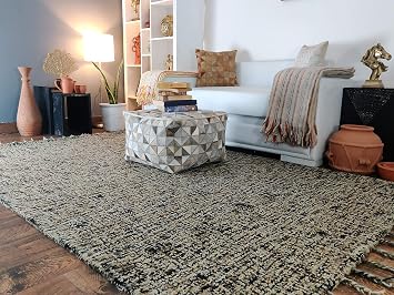 Handmade Carpet Nomad Taupe Wool Natural Fiber Easy Maintenance Rug for Living Room Bed Room Family Room Floors 5 x 8