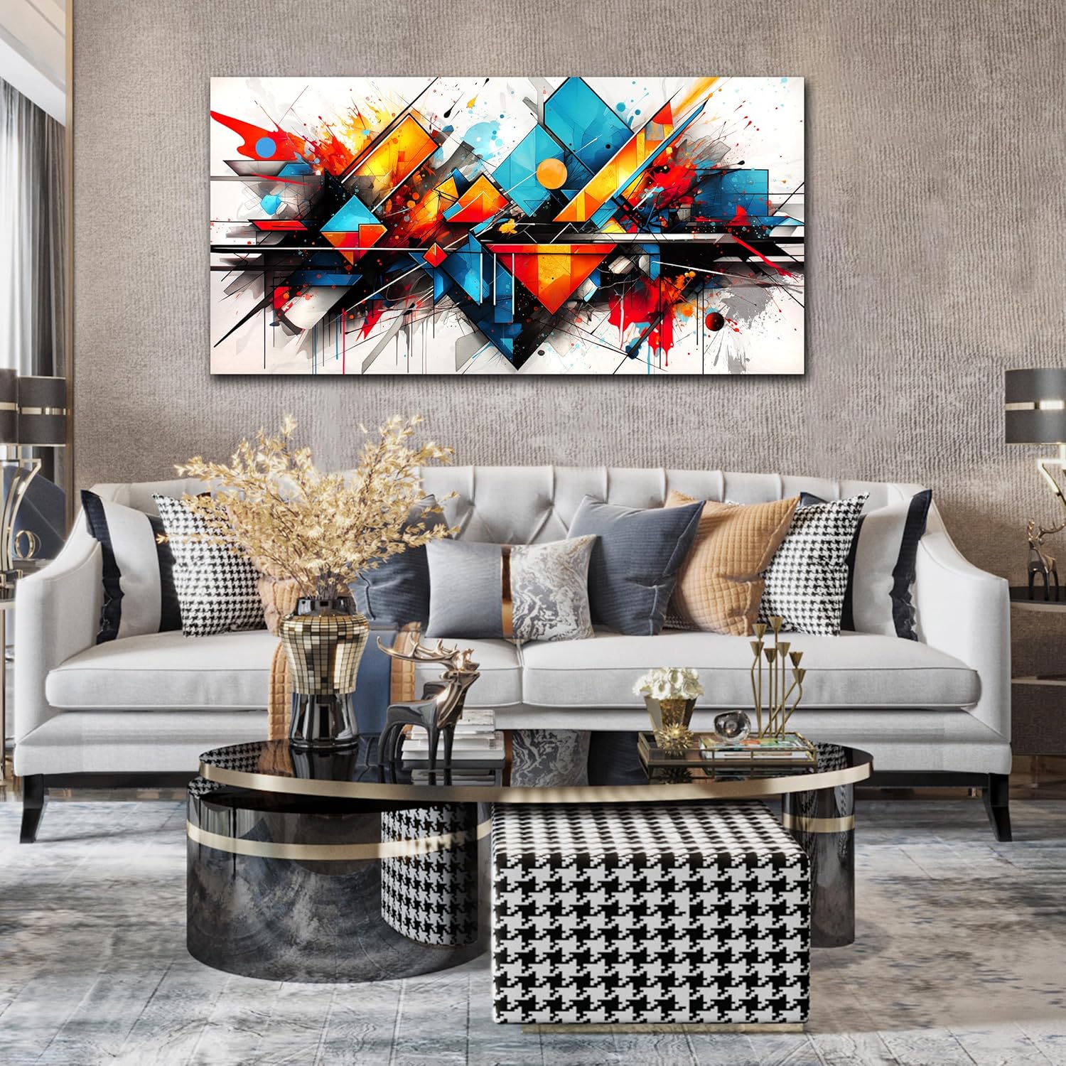 CIRABKY Abstract Wall-Art for Living Room - Abstract Pictures Wall Decor - Colorful Bedroom Canvas Wall Art Ready to Hang Size 24" x 48" - Image 6