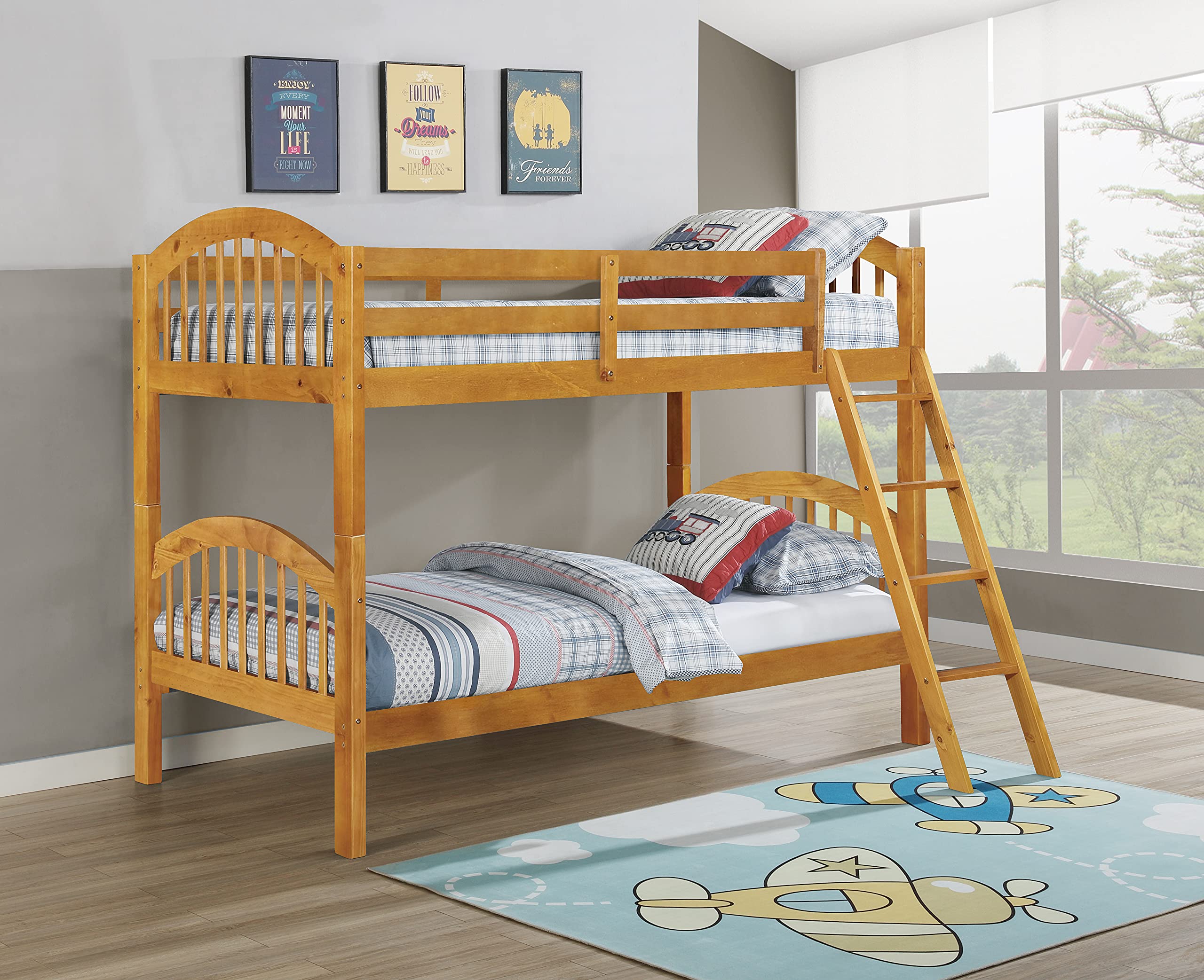 Buy King's Brand Furniture Wood Arched Design Convertible Bunk Bed