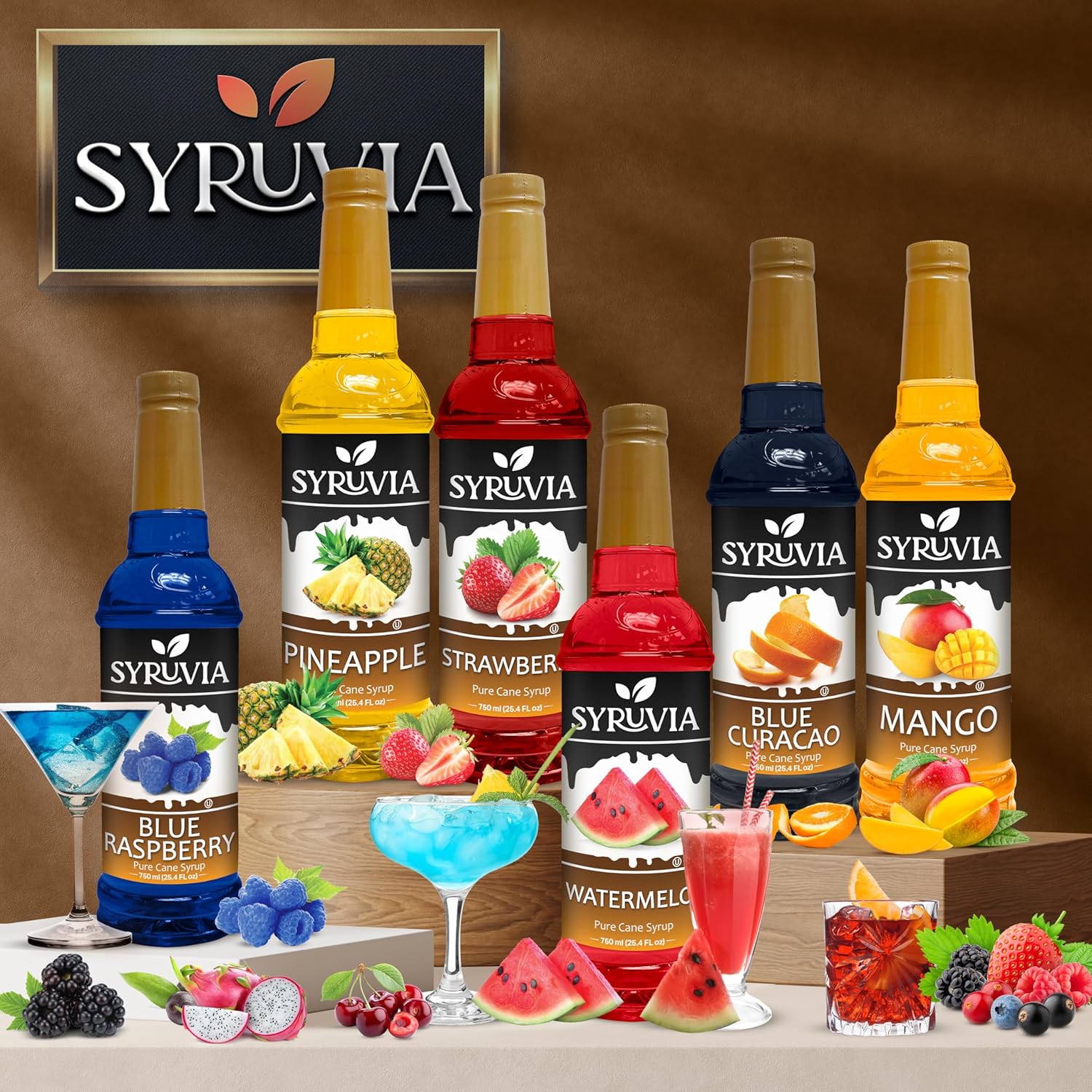 Blackberry Syrup by Syruvia 6-Pack, 25.4 fl oz, Wholesale Coffee Syrup Shops, Cafes, Baristas, Bistros, & Beverage Bars, Bulk Kosher & Gluten-Free