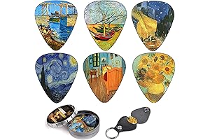 Van Gogh Guitar Strap & Picks Gift Set: Multicolor Cotton Strap, Ornament...