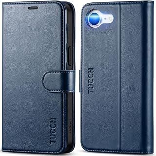 TUCCH Case Wallet for iPhone 17e 16e (6.1"), RFID Blocking Folio, Dark Blue