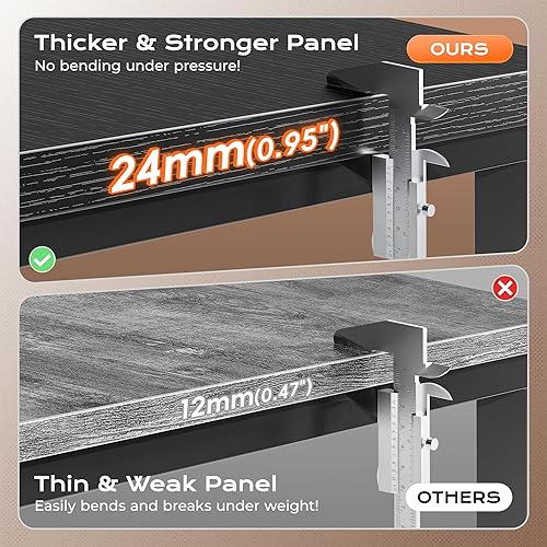 Miniatura 5 de Huuger Escritorio de 63 x 24 pulgadas con tomas de corriente y USB-C, Escritorio más profundo y grueso, Tubos de metal robustos, Escritorio para