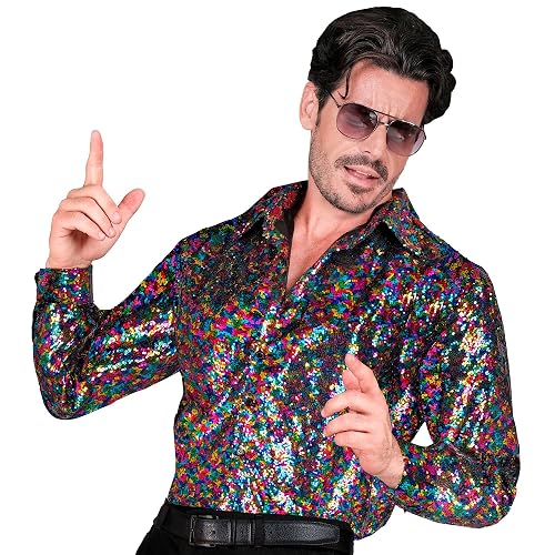 W WIDMANN MILANO Party Fashion - Moda de fiesta Camisa de lentejuelas para hombre, Disco Fever, Schlagermove…