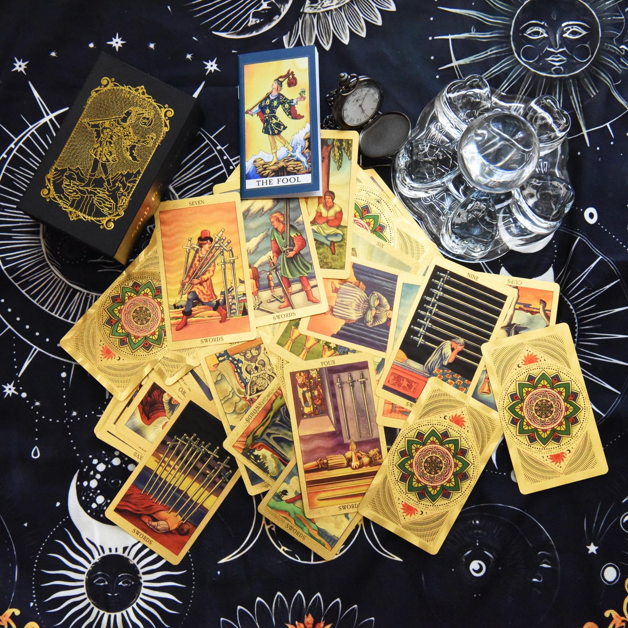 YIMINGOUFEI Tarot-Deck – Waite-Stil, 78 Karten Mit Goldfolie, PET-Material Wasserdicht, Inkl. 36-seitigem Leitfaden, In Magnetischer Geschenkbox
