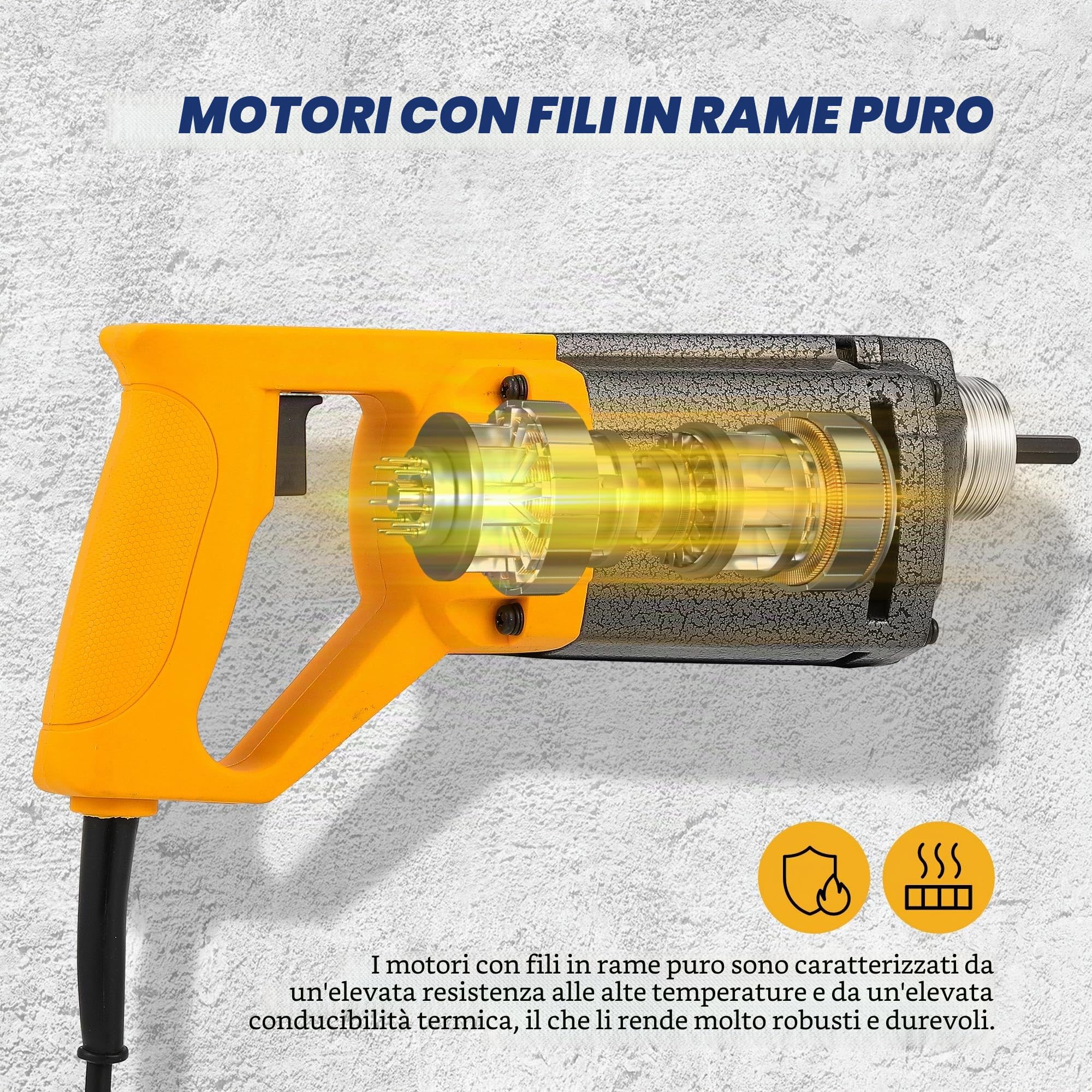 Hanchen Vibratore per Calcestruzzo Industriale 1080W Ago Vibrante per Cemento Elettrico Portatile 4000 giri/min 35mm con 1.5m Tubo per la Costruzione