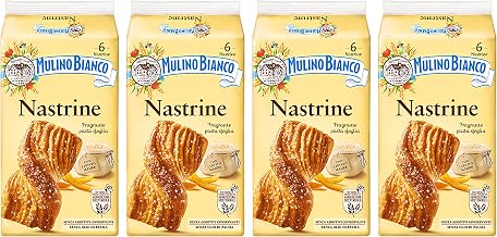 4 x White Mill Classic Ribbons Fragrant Puff Pastry Brioche Covered with Sugar Grains, 240 g [4 Packs]