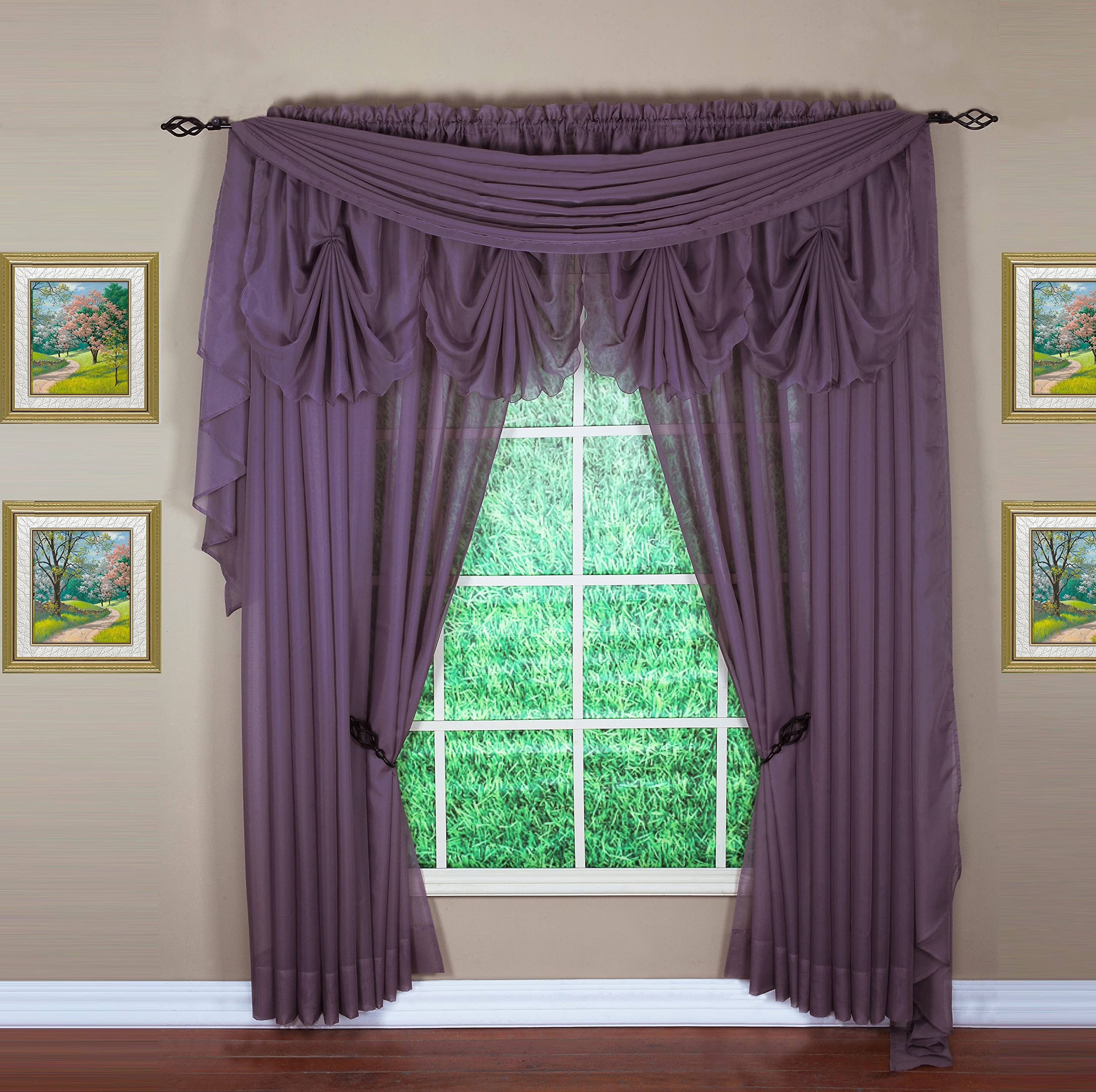 Today's Curtain Emelia Original Voile Fan Insert, Amethyst, 30" W x 40" L, W 30" x L 40" (1 Panels) - Image 3