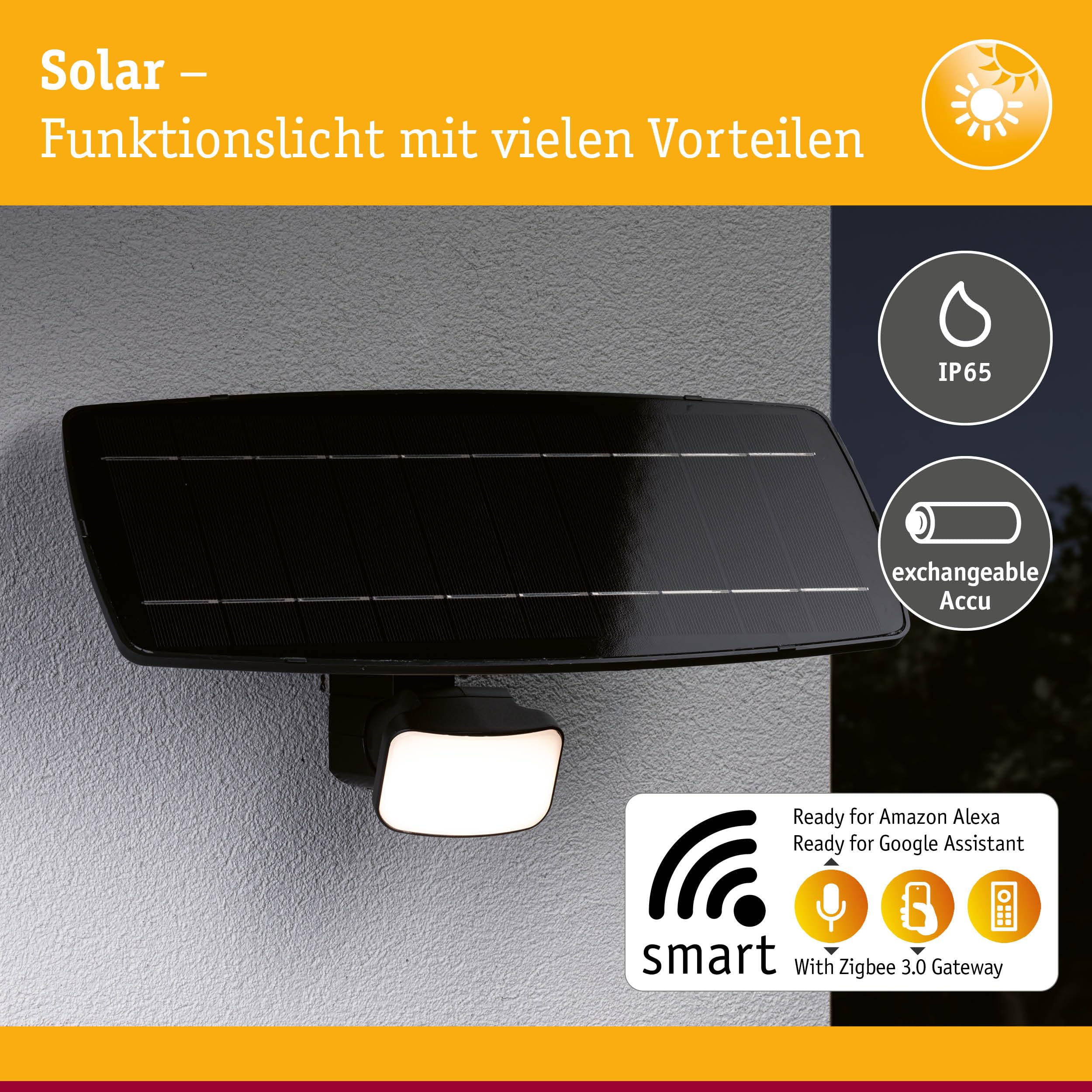 Paulmann 95706 Solar Fluter Smart Home Zigbee 3.0 Flotas Zigbee IP65 3000K 700lm Anthrazit