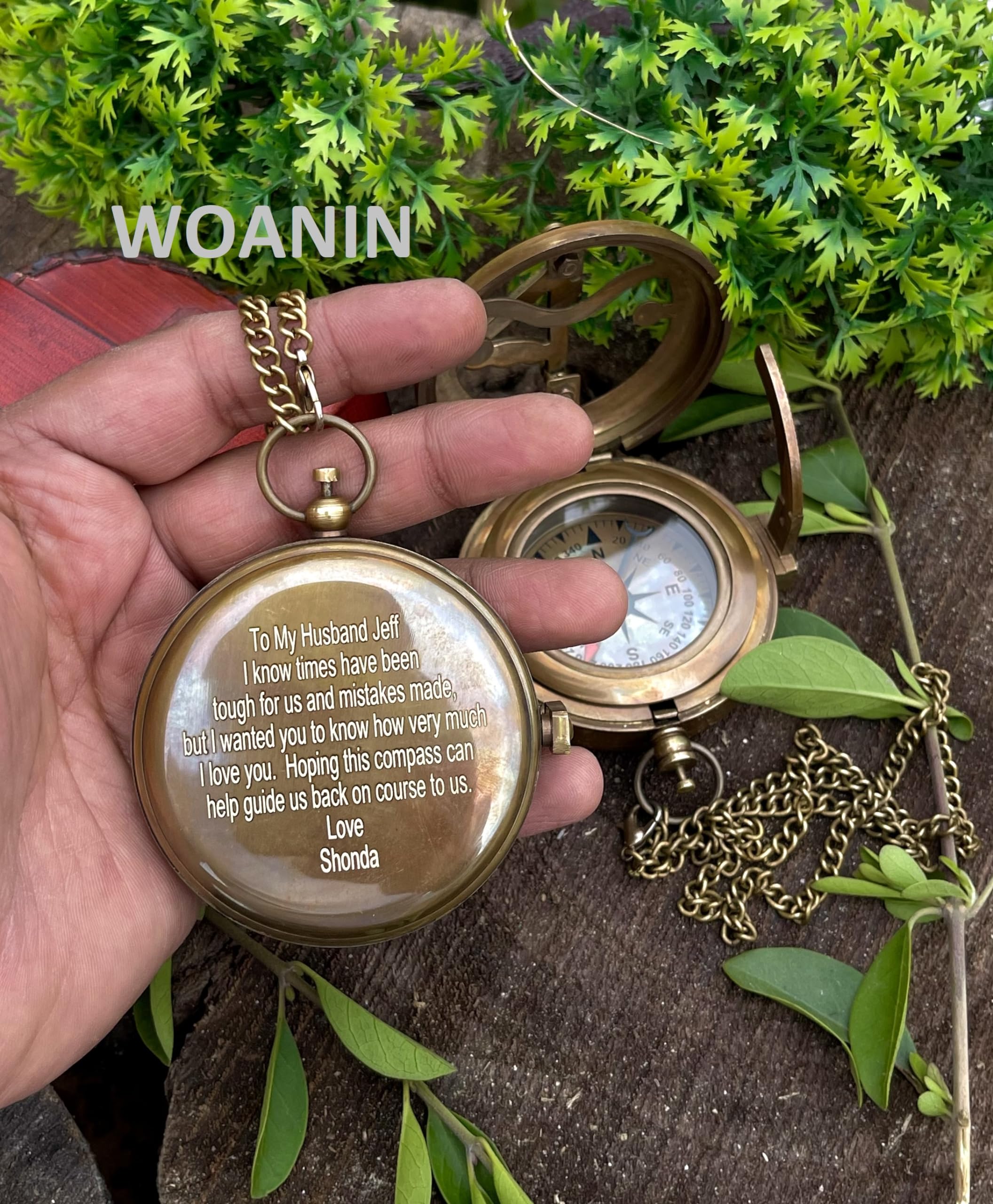 WOANIN Personalized Bussola, regalo per marito, figlio, a mio uomo, a nostro figlio, al mio fidanzato, papà, fidanzato, per bussola personalizzata