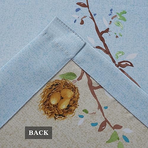 Miniatura 6 de Cortinas opacas de doble cara con estampado de pájaros para dormitorio, 84 pulgadas de largo, 2 paneles de cortinas de ventana azules con