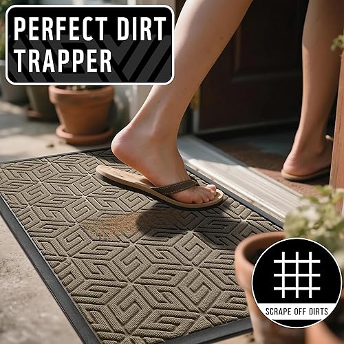 Miniatura 8 de Yimobra Tapete duradero para puerta de entrada delantera, tapete resistente para interiores y exteriores, parte trasera de goma antideslizante,