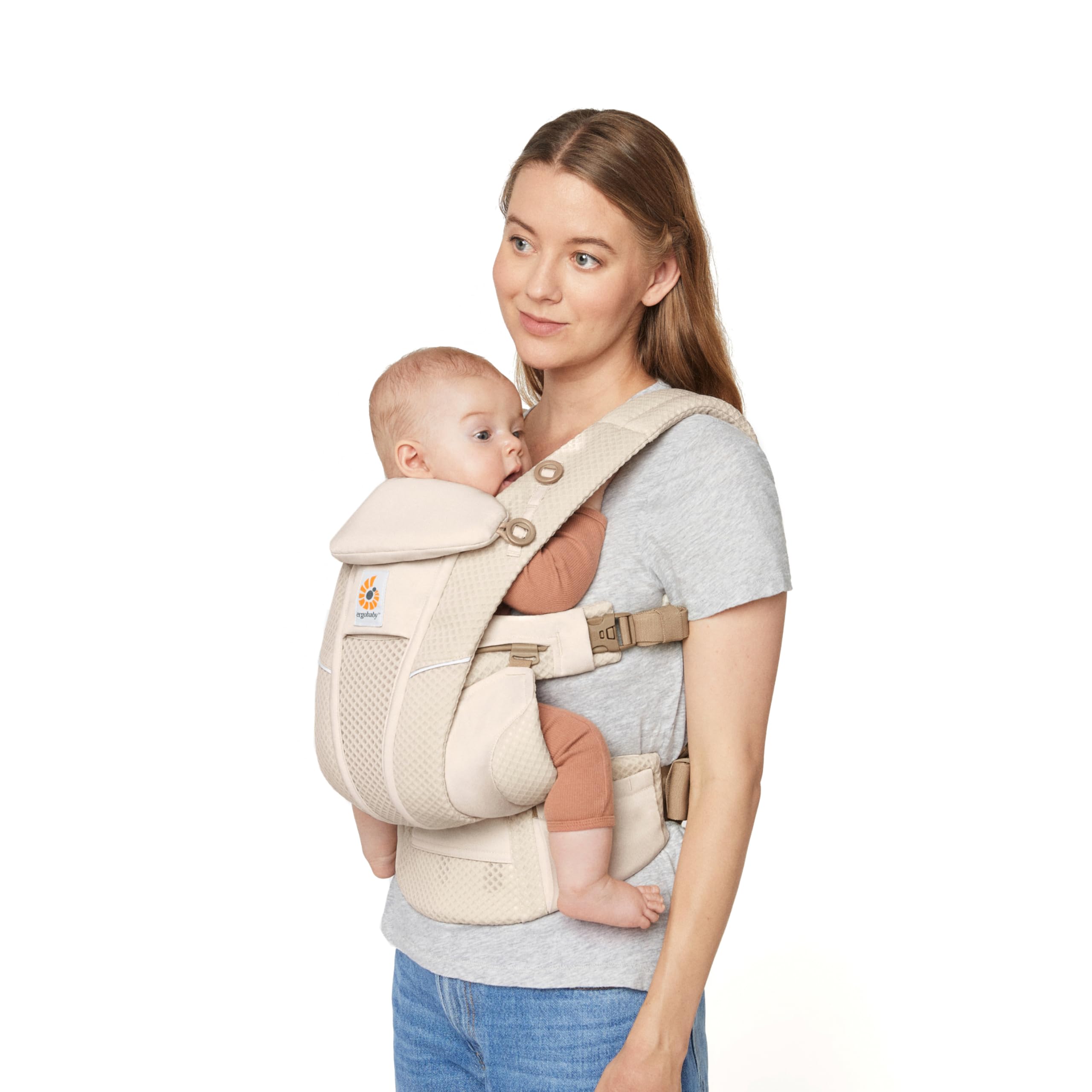 Ergobaby Mochila portabebé Omni Breeze recién nacidos desde su nacimiento hasta que pesan 20kg, portabebé ergonómica de Malla SoftFlex, 4 posiciones para transportar, Natural Beige — view 8