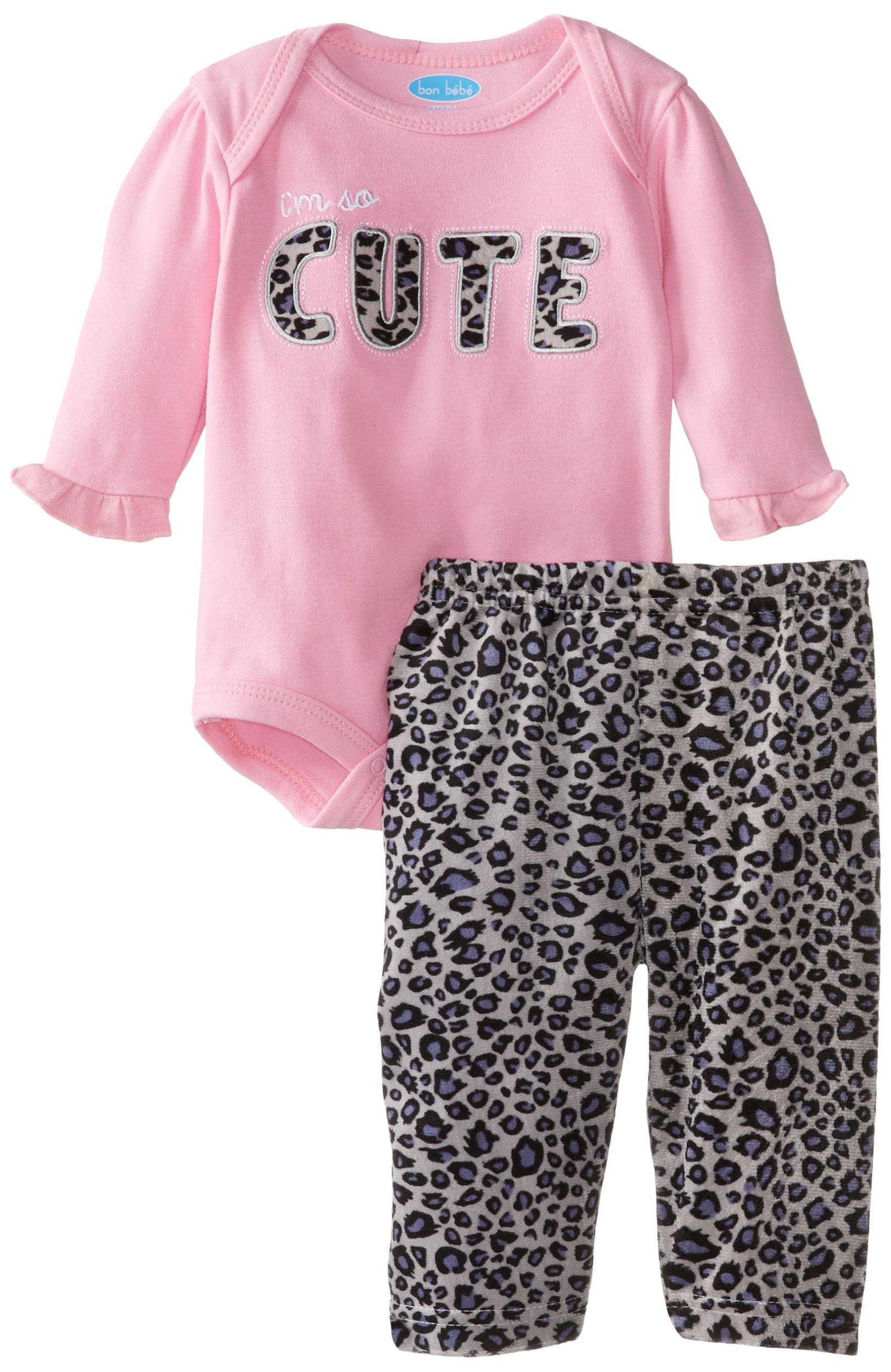 BON BEBE Baby-Girls Newborn I'm So Cute Two-Piece Bodysuit And Velour Legging Set