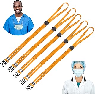 5 Pack Muryobao Adjustable Length Face Mask Lanyard for Men Women Kids, Handy & Convenient Safety Mask Holder & Hanger Orange