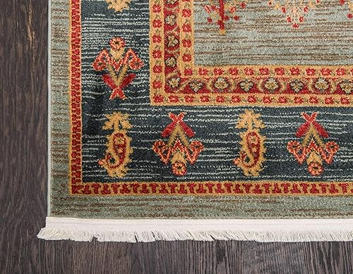 Miniatura 7 de Unique Loom Fars Collection - Alfombra moderna con diseño tribal de medallones con tonos naturales, 8 x 10 pies, azul claroazul marino