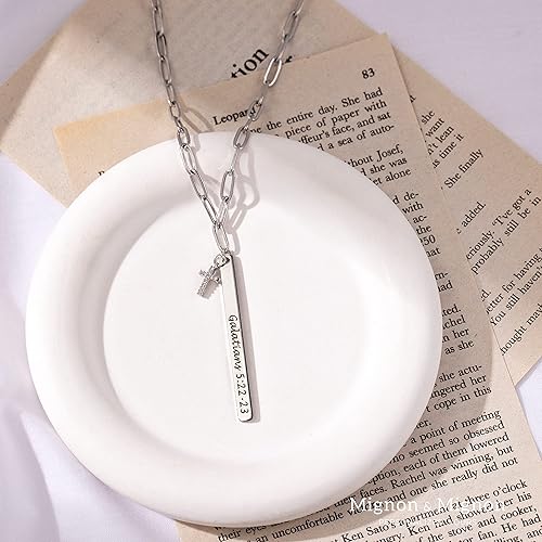Miniatura 5 de MignonandMignon Personalized Christian Necklace for Mother Religious Gifts Customized Engraved Bible Verse Pendant Jewelry Gold Cubic Cross Paper